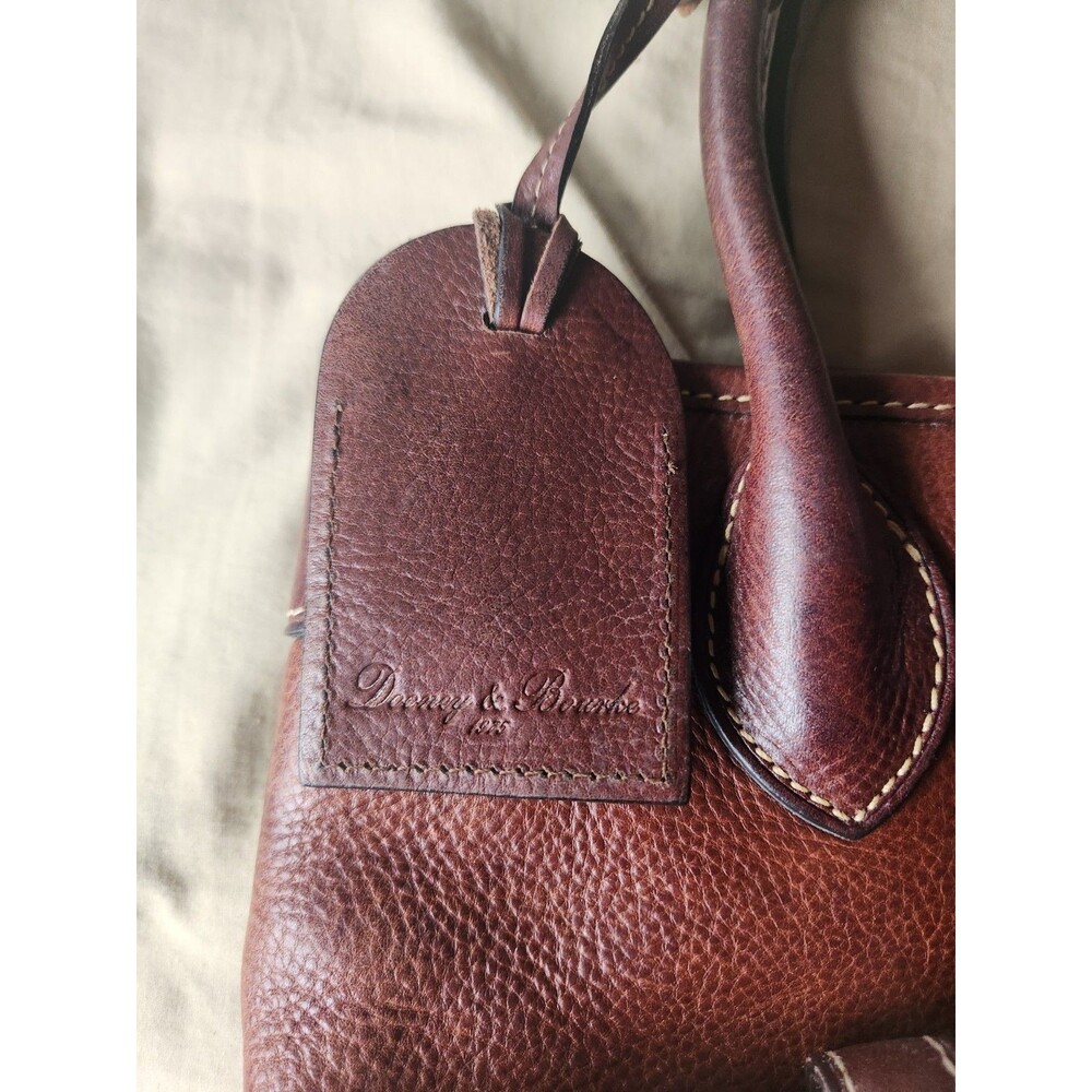 Dooney & Bourke Florentine Vacchetta Leather Double Pocket Satchel Brown - Picture 12 of 16